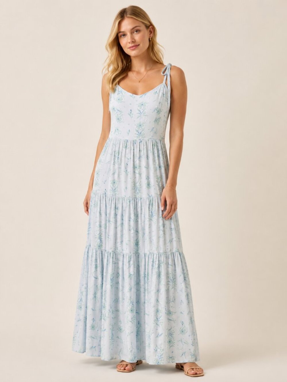 Ann Taylor Factory Petite Floral Tie Strap Tiered Maxi Dress SP NWT